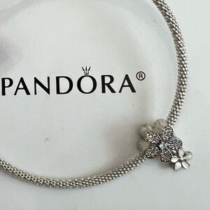 Pandora Dazzling Daisy Duo White Enamel & Clear CZ Charm